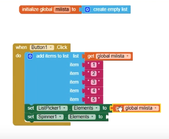 listas desplegables en app inventor