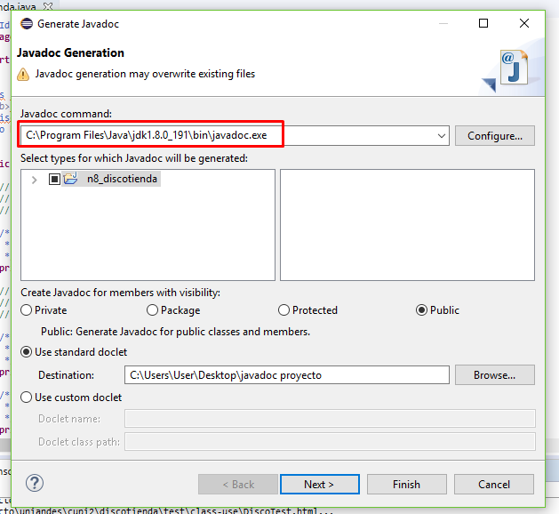 generar java doc en eclipse