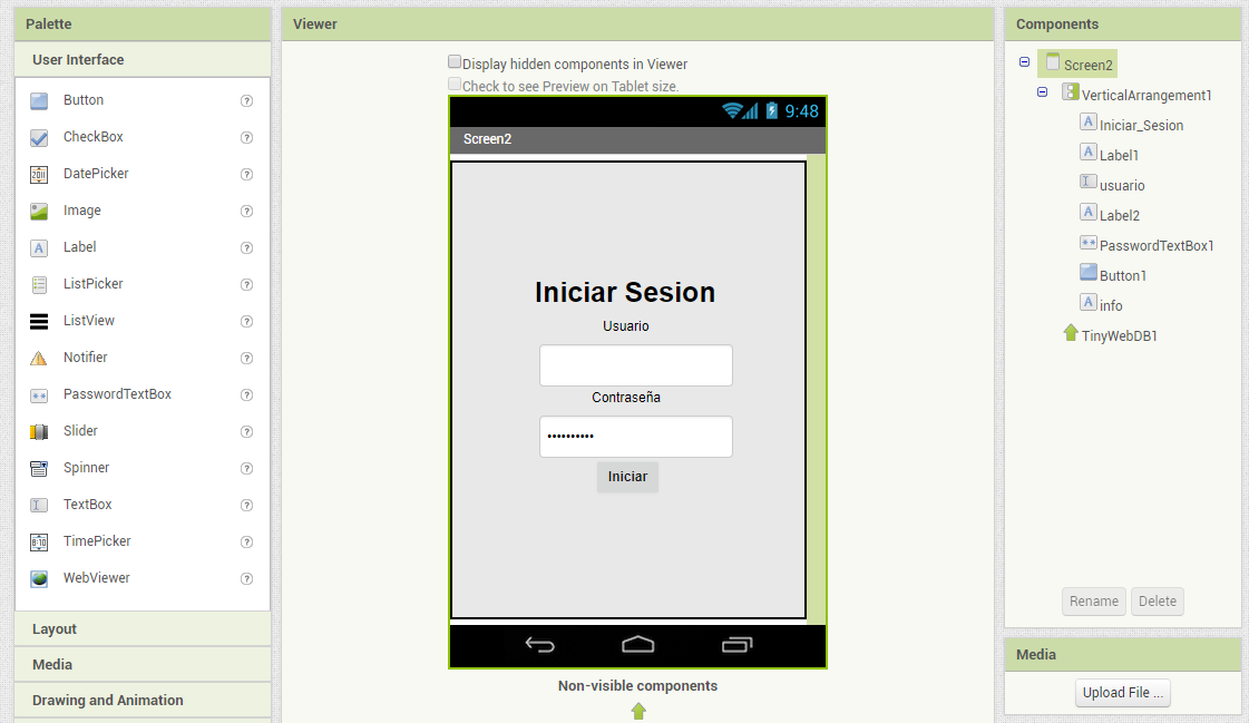 iniciar sesion app inventor