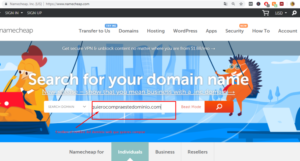 como comprar y configurar un dominio web en blogger de namecheap