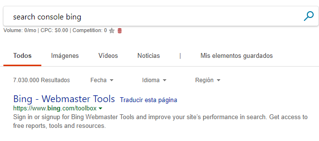 search console de bing