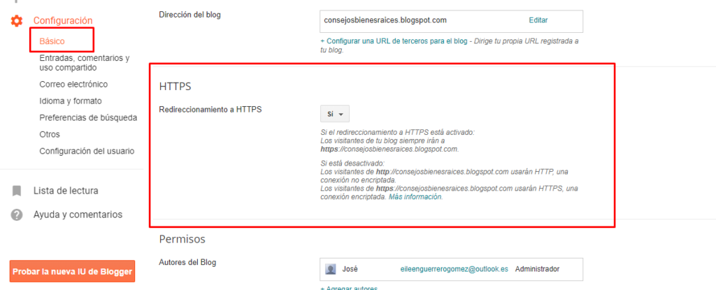 activar https en blogger gratis