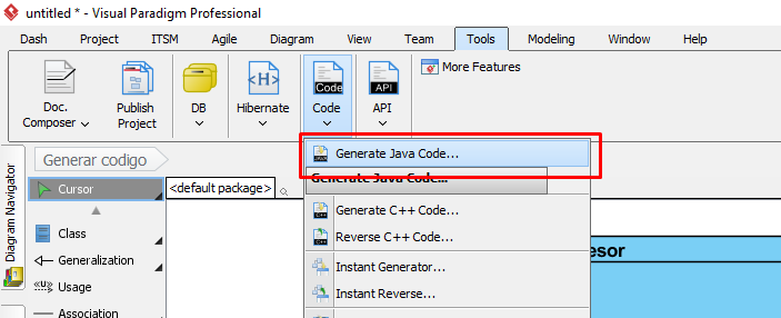 generar codigo java visual paradigm