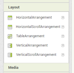 layouts en app inventor para organizar botones y elementos