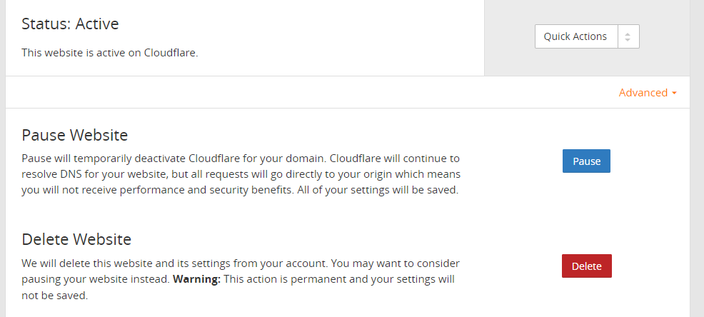 desactivar cloudflare o pausar cloudflare