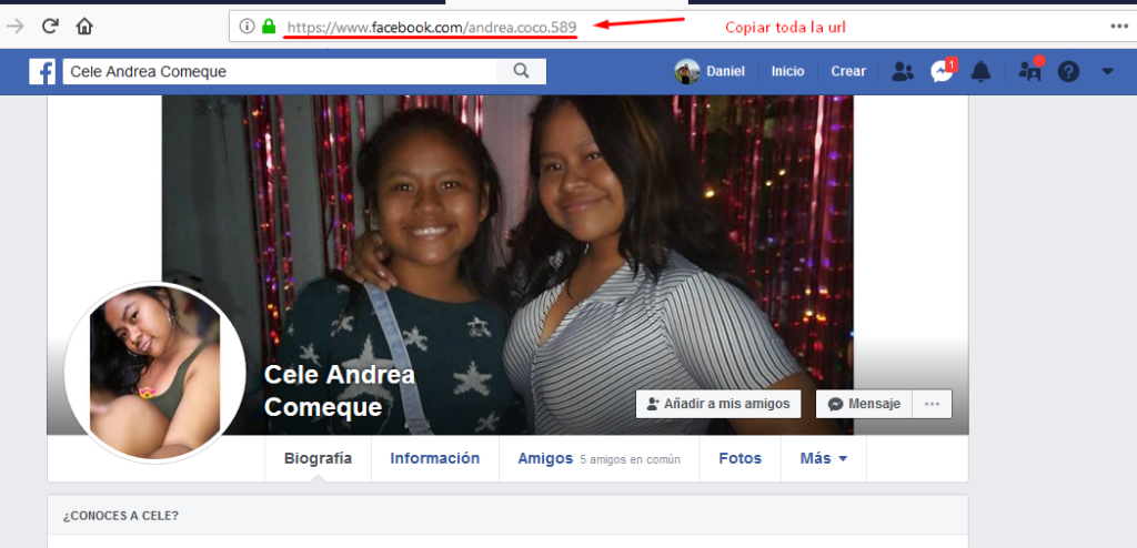 nombre de usuario url perfil facebook