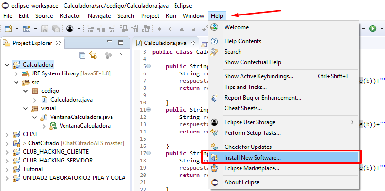 instalar nuevo softaware en eclipse