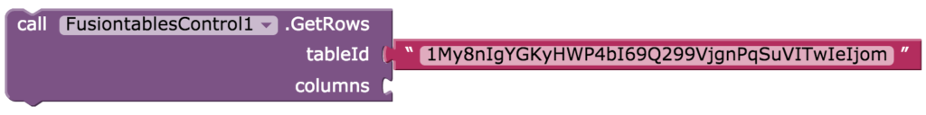 fusion tables app inventor2