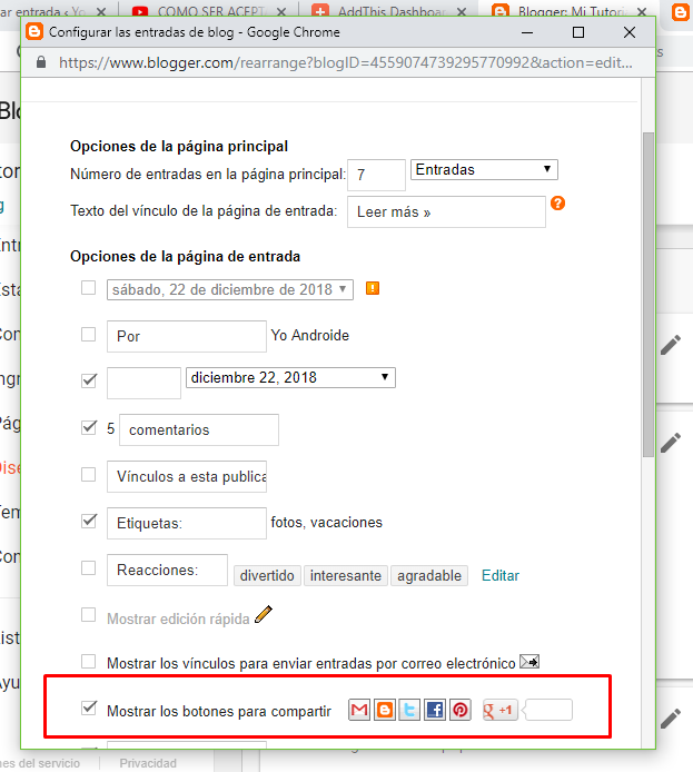 mostrar botones compartir en redes sociales blogger
