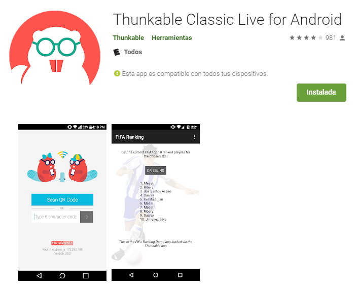 aplicacion thunkable para android