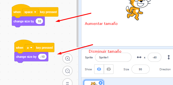 cambiar tamaño en scratch