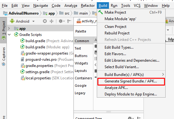 generar apk android studio para actualizar