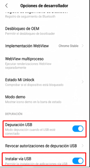 modo depuracion usb android studio