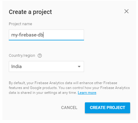 crear un proyecto en firebase