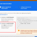 crear base de datos firebase crear modo de prueba