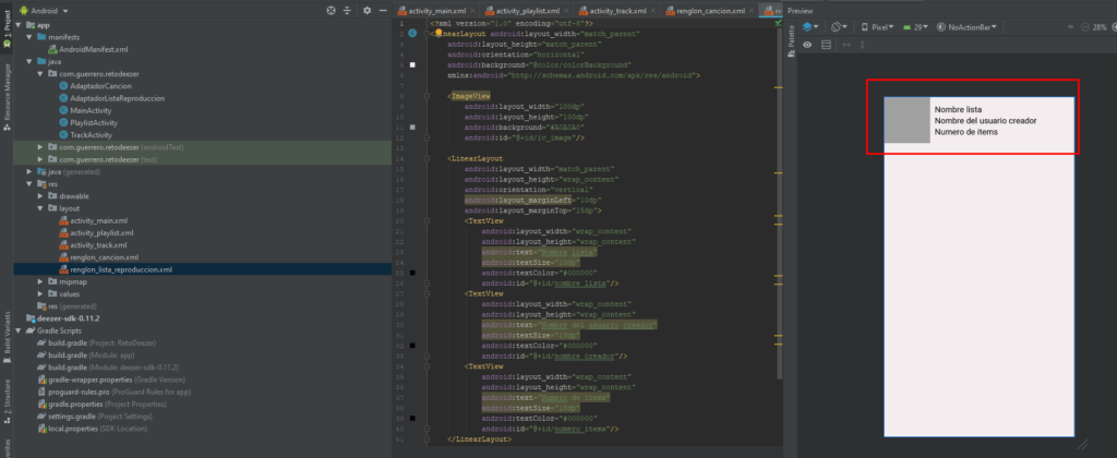 renglon deezer app api android studio