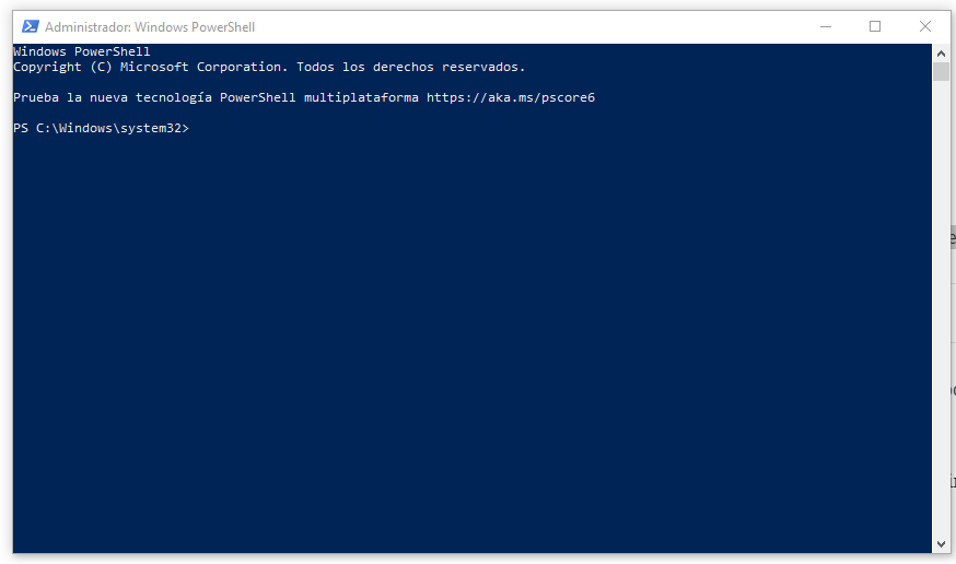 consola de powershell