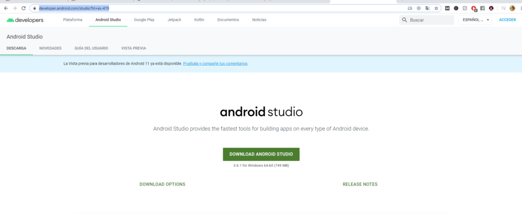 android studio descargar