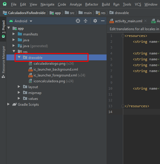 como agregar imagenes en android studio