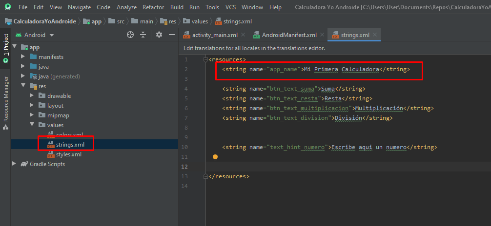 como cambiar el nombre de una aplicacion en android studio