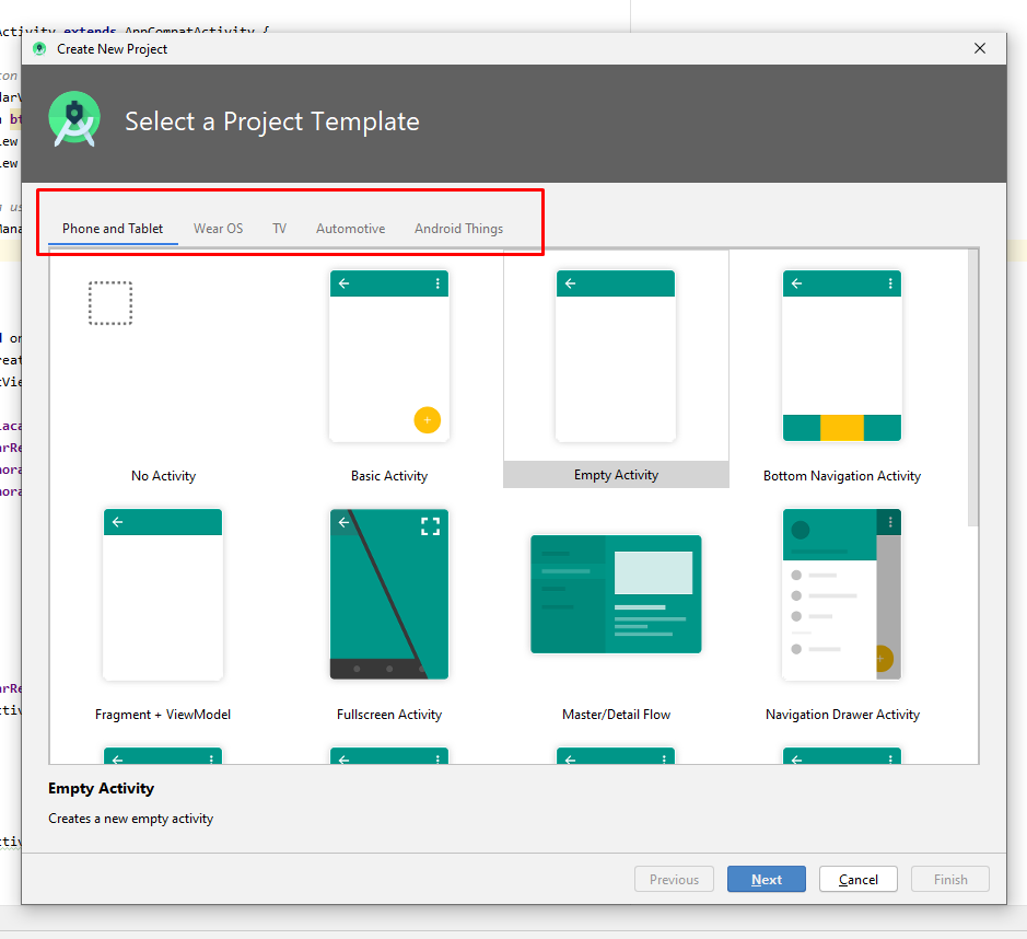 tipos de aplicaciones que se pueden crear con Android Studio