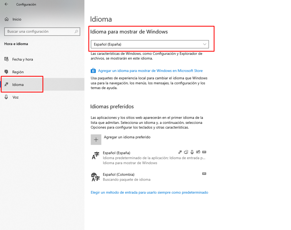 como cambiar idioma en windows 10