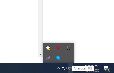 icono audio windows no se muestra barra de tareas