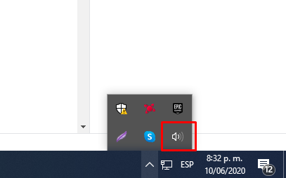 icono de audio no aparece en barra de tareas windows 10